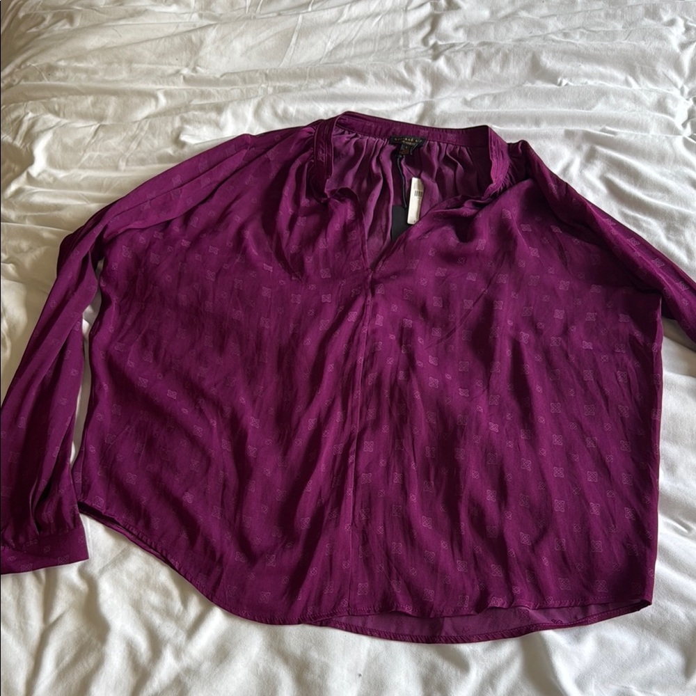 Current Air Red Oversized Long Sleeve Blouse